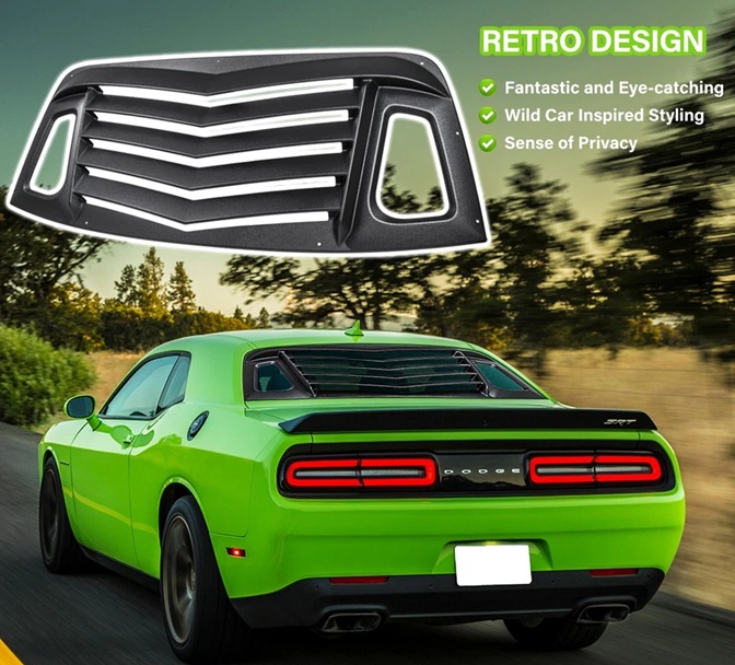 ABS Rear Window Lambo Style Louvers 08-23 Dodge Challenger ABS Rear Window Lambo Style Louvers 08-23 Dodge Challenger
